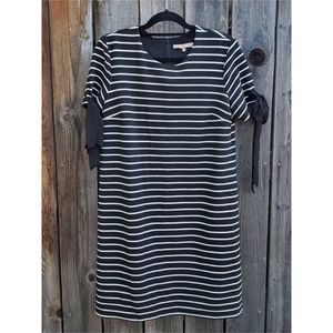 Anthropologie Black and White Sheath Dress Short Sleeve Crew Neck